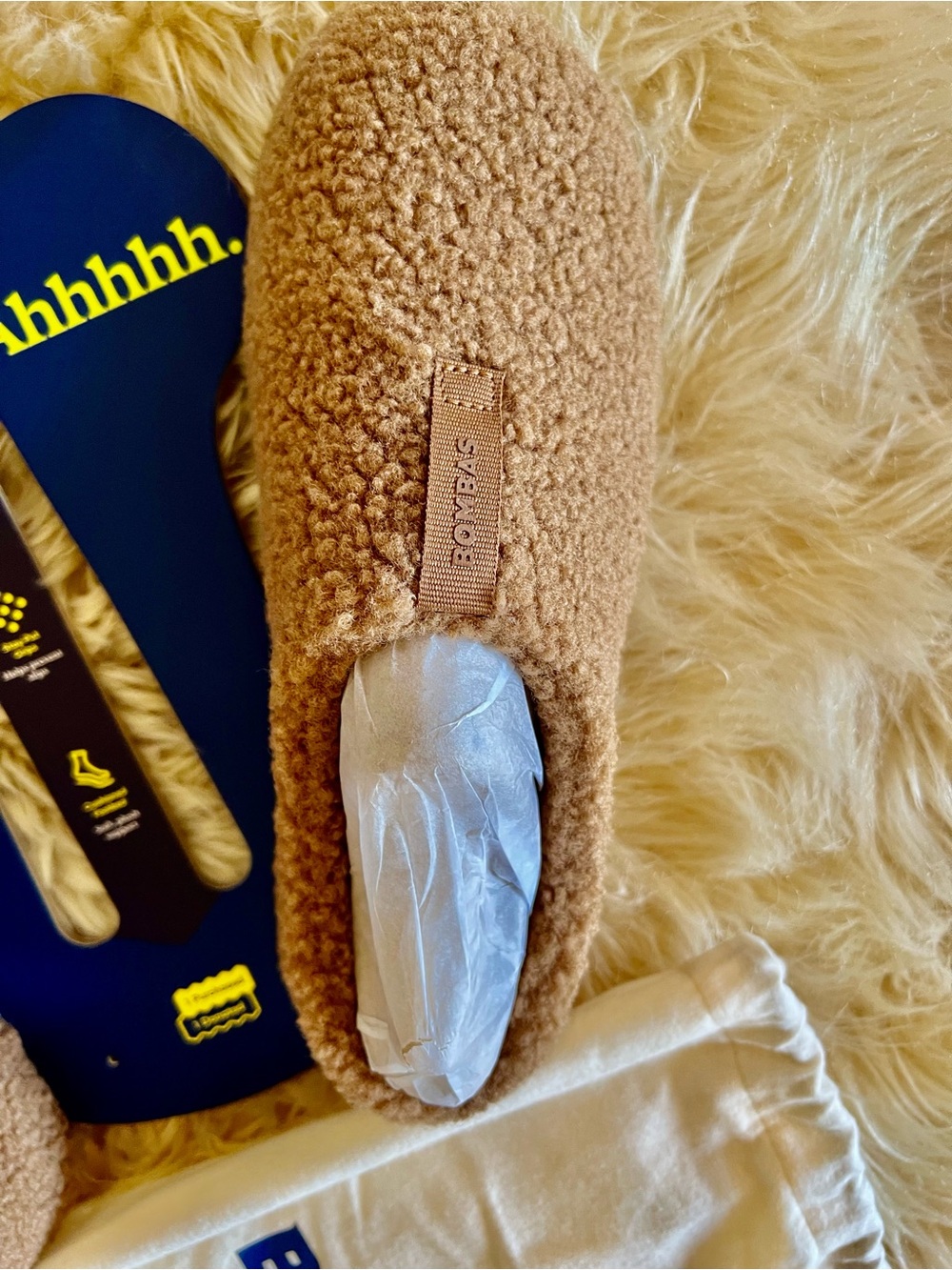 Bombas women Tan Sherpa Gripper Slipper Booties - Picture 2 of 5